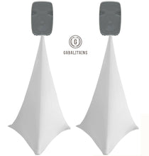 Charger l'image dans la galerie, HOUSSE TREPIED ENCEINTE SPANDEX 140x75cm PAIRE BLANC