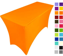 Charger l'image dans la galerie, NAPPE HOUSSE TABLE RECTANGULAIRE SPANDEX 6ft STRETCH TABLECLOTH ORANGE