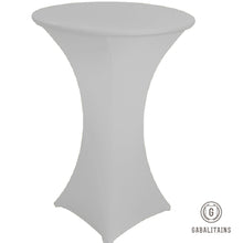 Charger l'image dans la galerie, NAPPE HOUSSE TABLE RONDE SPANDEX STRETCH COCKTAIL MANGE DEBOUT GRIS CLAIR