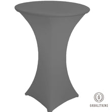 Charger l'image dans la galerie, NAPPE HOUSSE TABLE RONDE SPANDEX STRETCH COCKTAIL MANGE DEBOUT GRIS FONCE