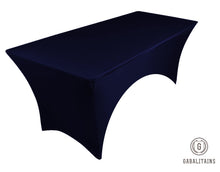 Charger l'image dans la galerie, HOUSSE NAPPE TABLE RECTANGLE ARCHE SPANDEX STRETCH 6ft ARC BLEU MARINE
