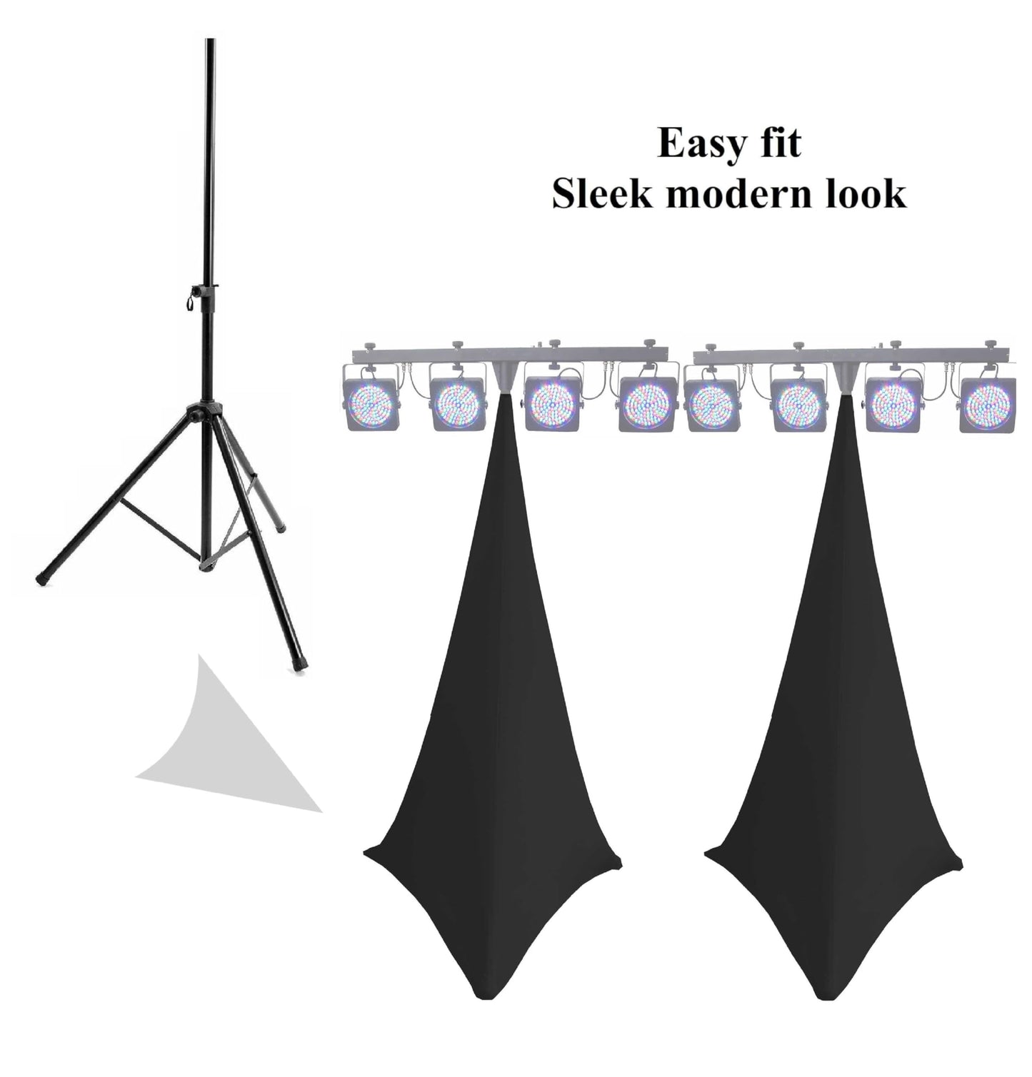 INSTALLATION HOUSSE SCRIM XL TREPIED SON ET LUMIERE DJ SPANDEX LYCRA EXTENSIBLE 