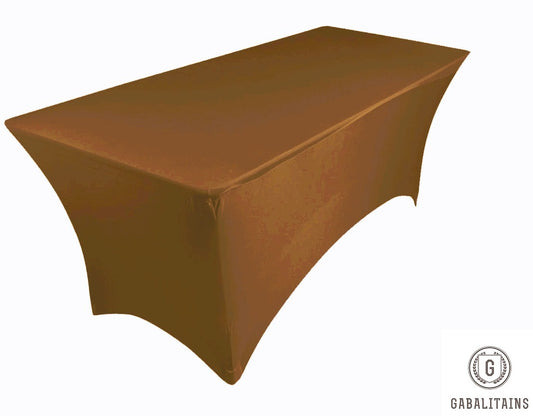 nappe spandex ajustee marron table 6ft