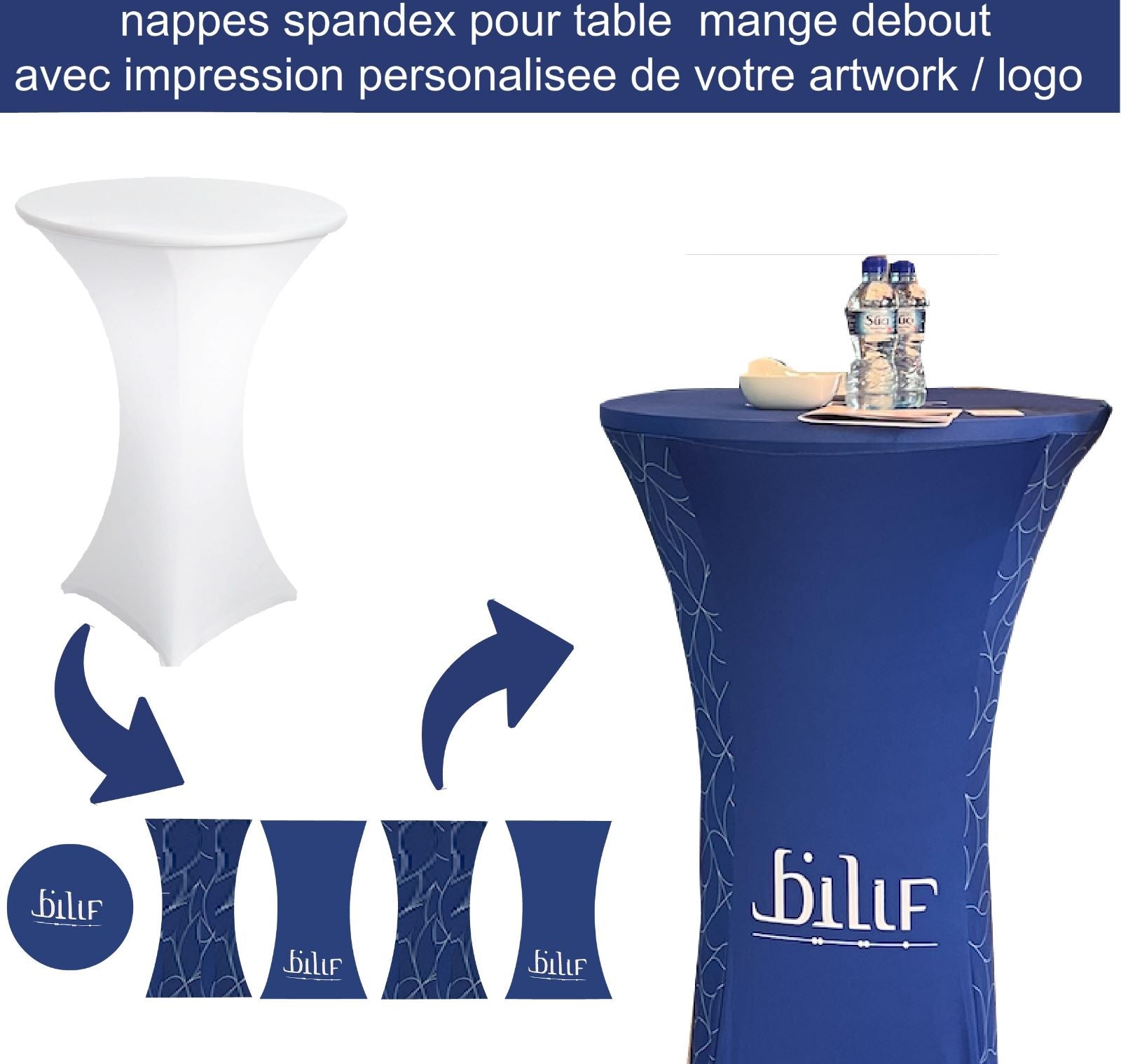 NAPPE SPANDEX PERSONNALISABLE COULEUR ET LOGO AU CHOIX