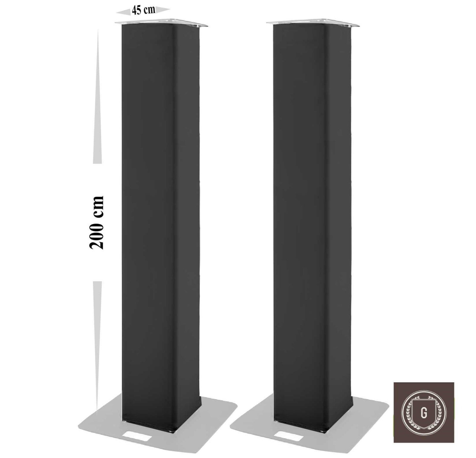 housse spandex truss totem noir 200x45x45cm pour structure