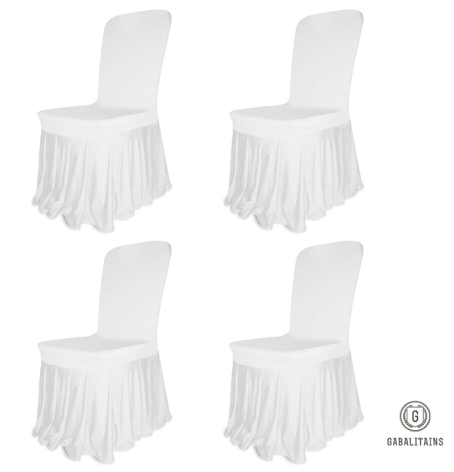 HOUSSE CHAISE SPANDEX JUPE WHITE (x4) Gabalitains