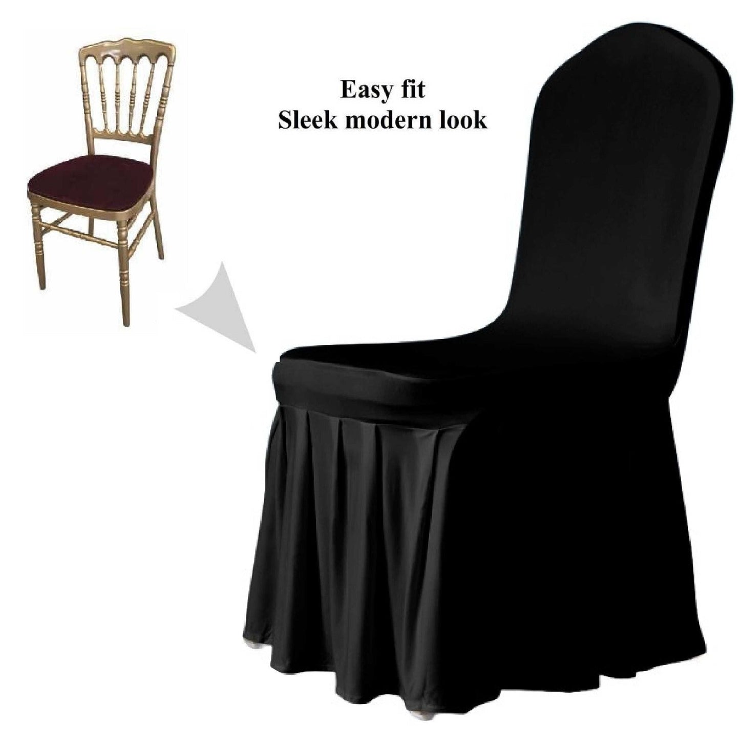 HOUSSE CHAISE SPANDEX JUPE WHITE (x4) Gabalitains