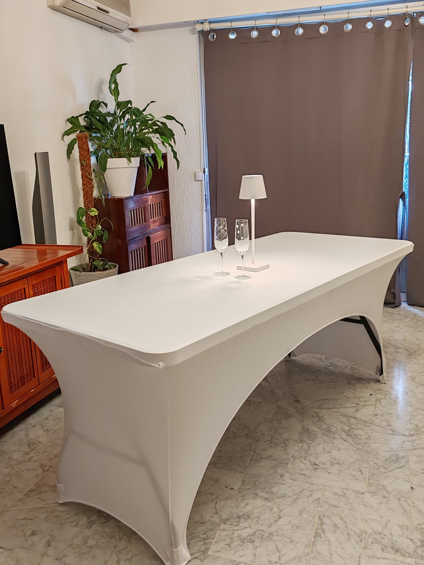 nappe extensible spandex elasthanne evenementiel arc blanc