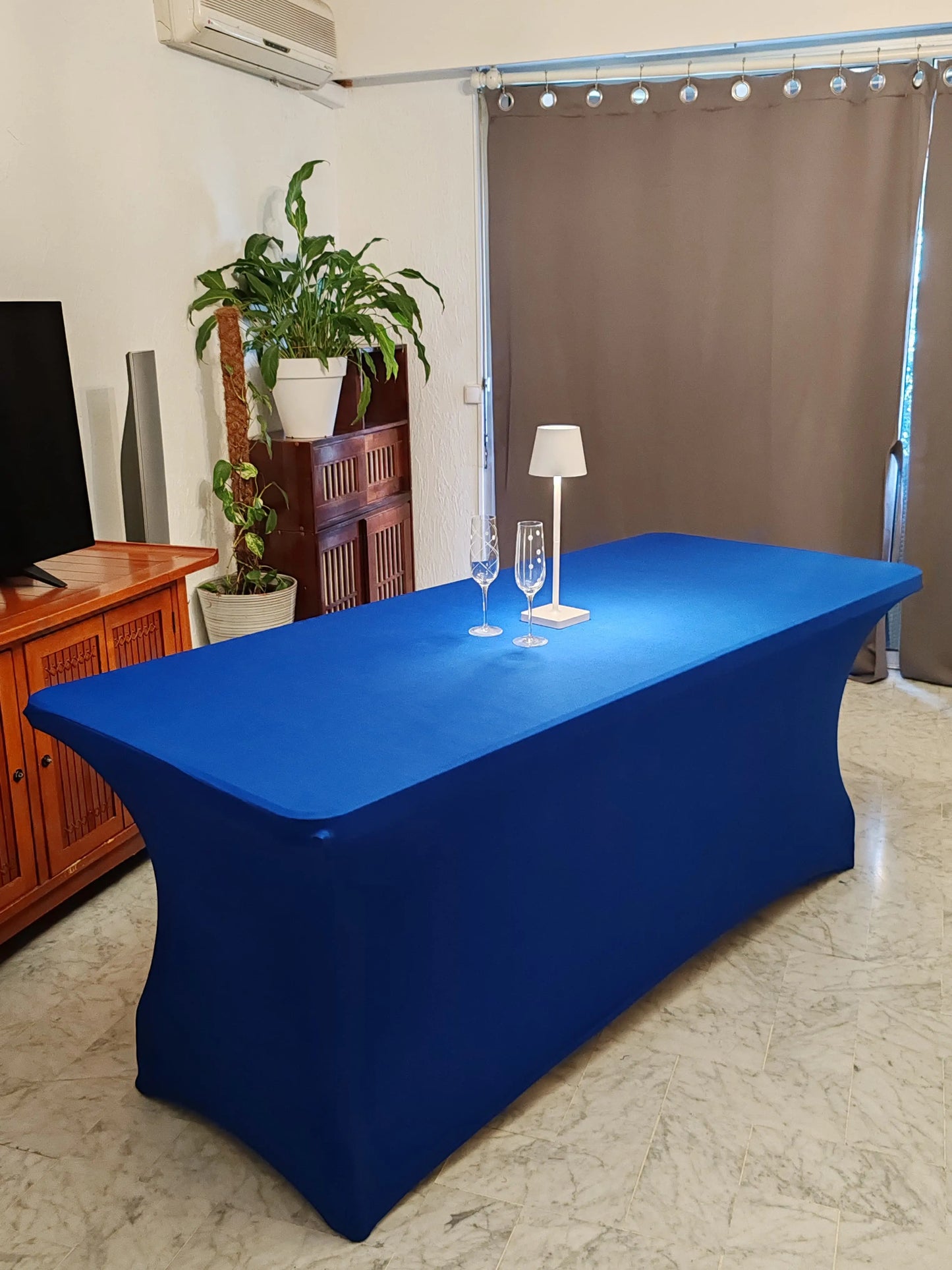 nappe extensible spandex elasthanne evenementiel bleu