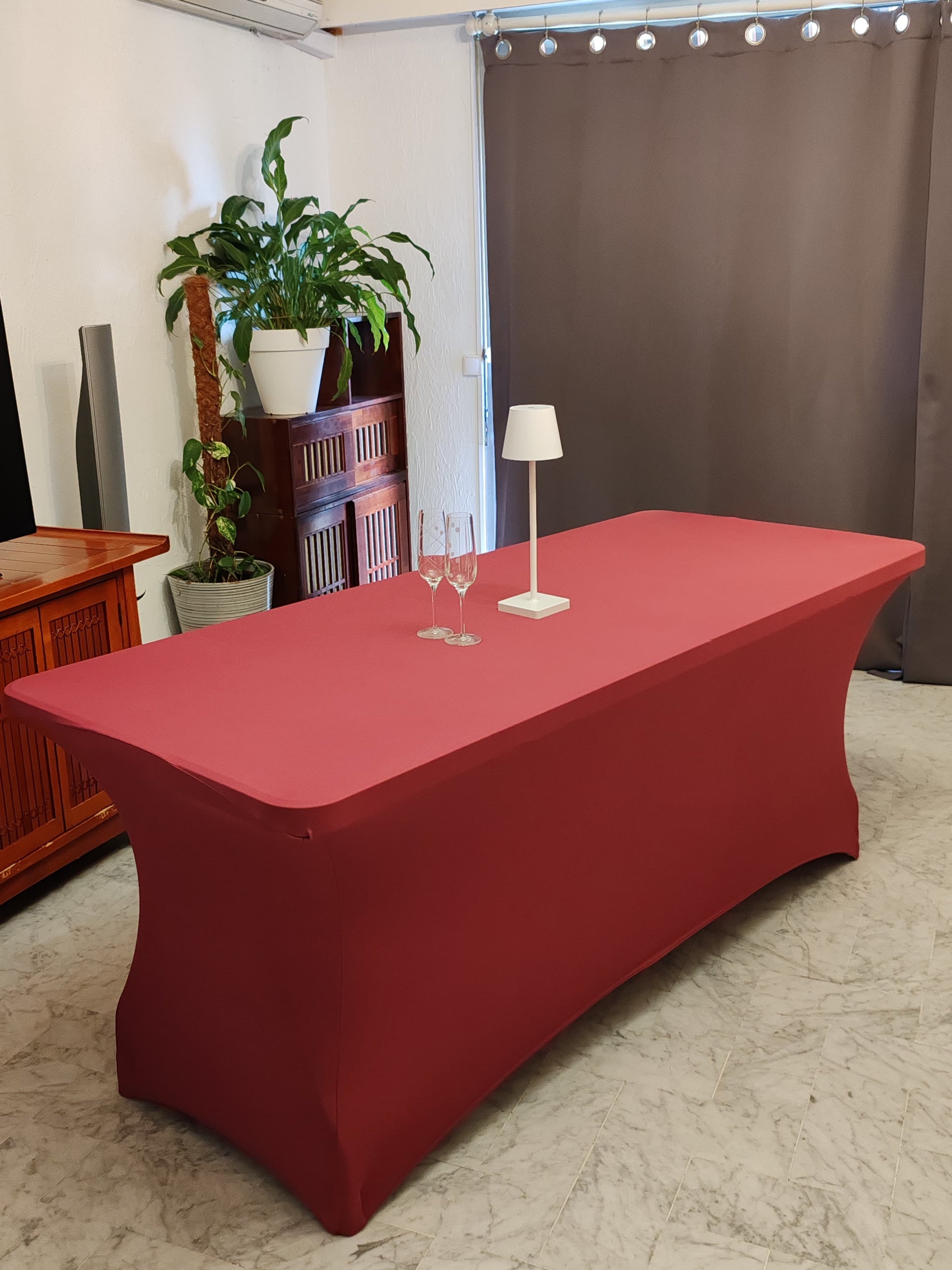 NAPPE RECTANGULAIRE SPANDEX 6ft BORDEAUX Gabalitains