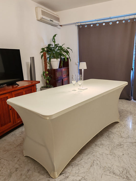 nappe extensible spandex elasthanne evenementiel creme