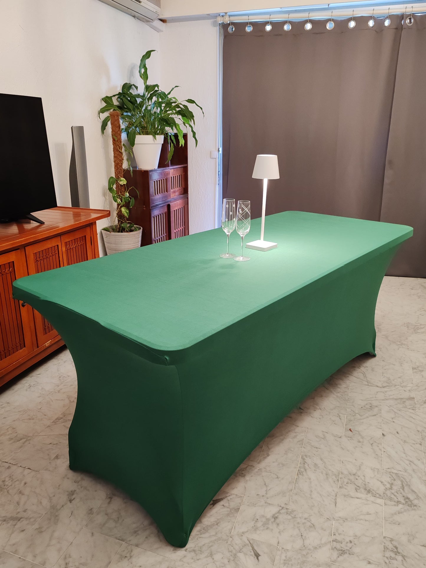 nappe extensible spandex elasthanne evenementiel vert fonce
