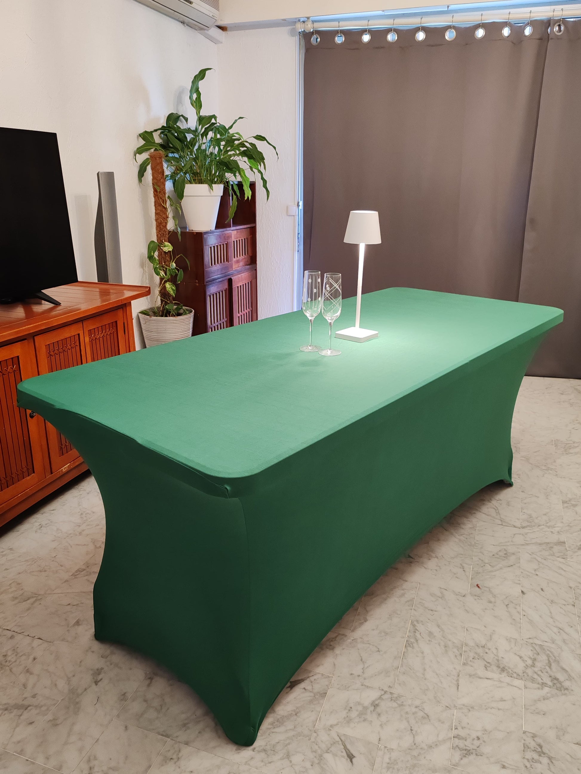nappe extensible spandex elasthanne evenementiel vert fonce