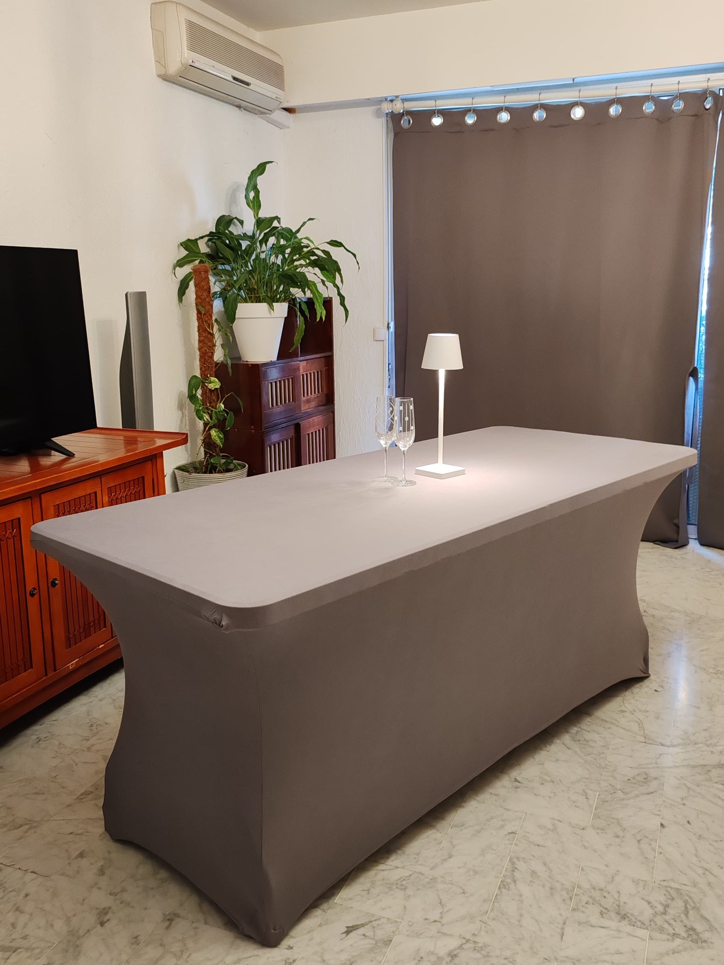 nappe extensible spandex elasthanne evenementiel gris fonce