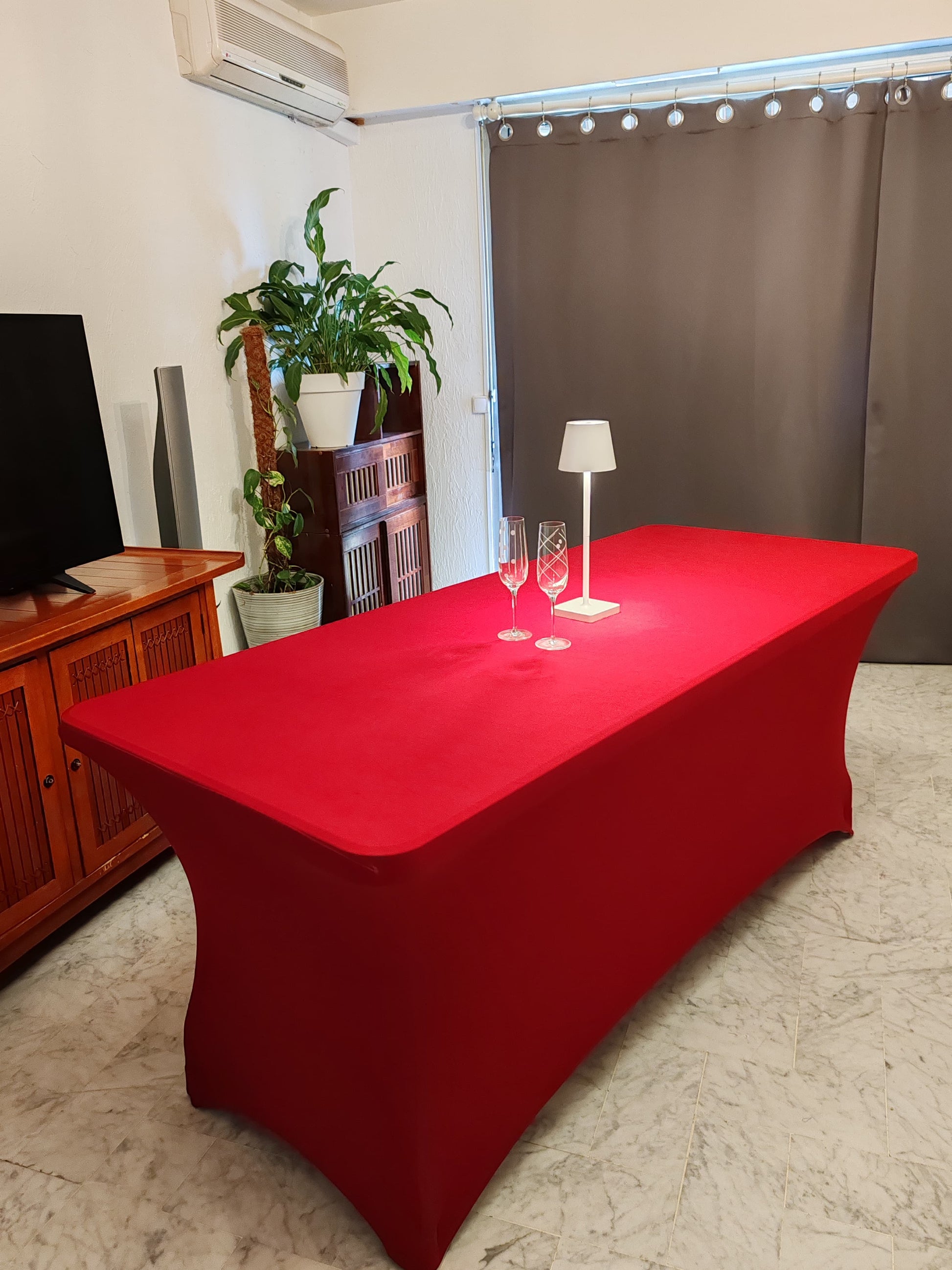 NAPPE RECTANGULAIRE SPANDEX ROUGE FONCE Gabalitains