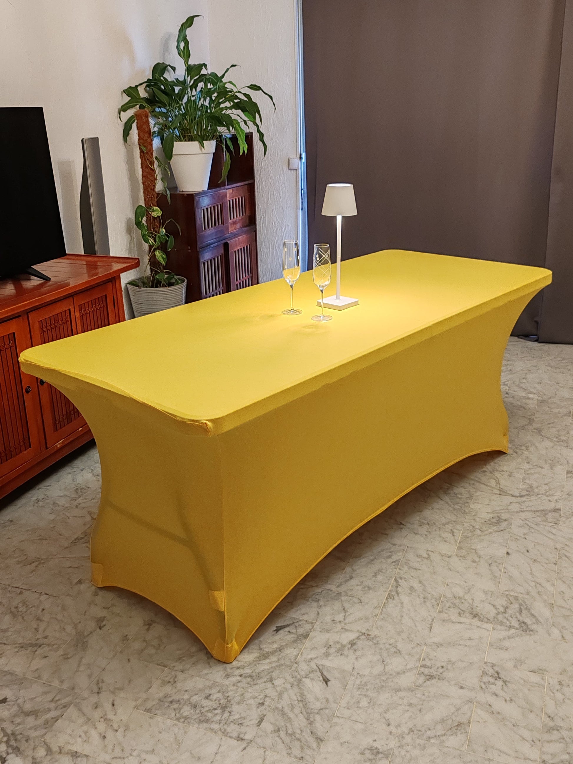 nappe extensible spandex elasthanne evenementiel jaune