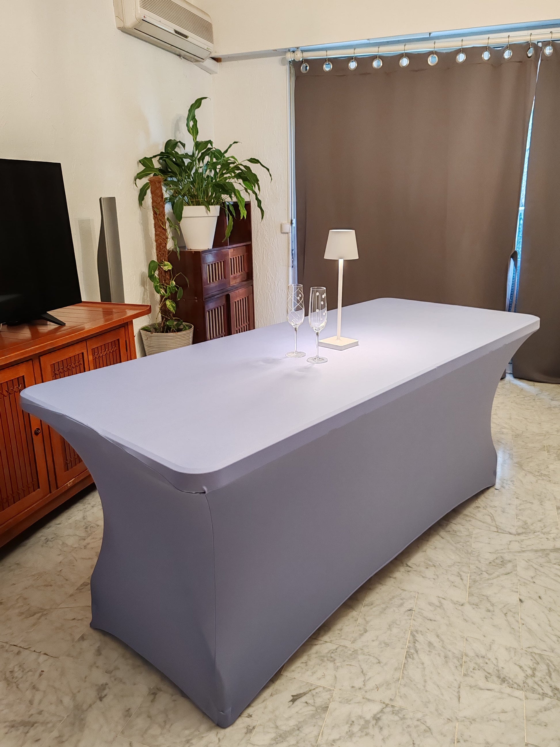 Gabalitains: nappe extensible elasthanne spandex evenementiel lavande