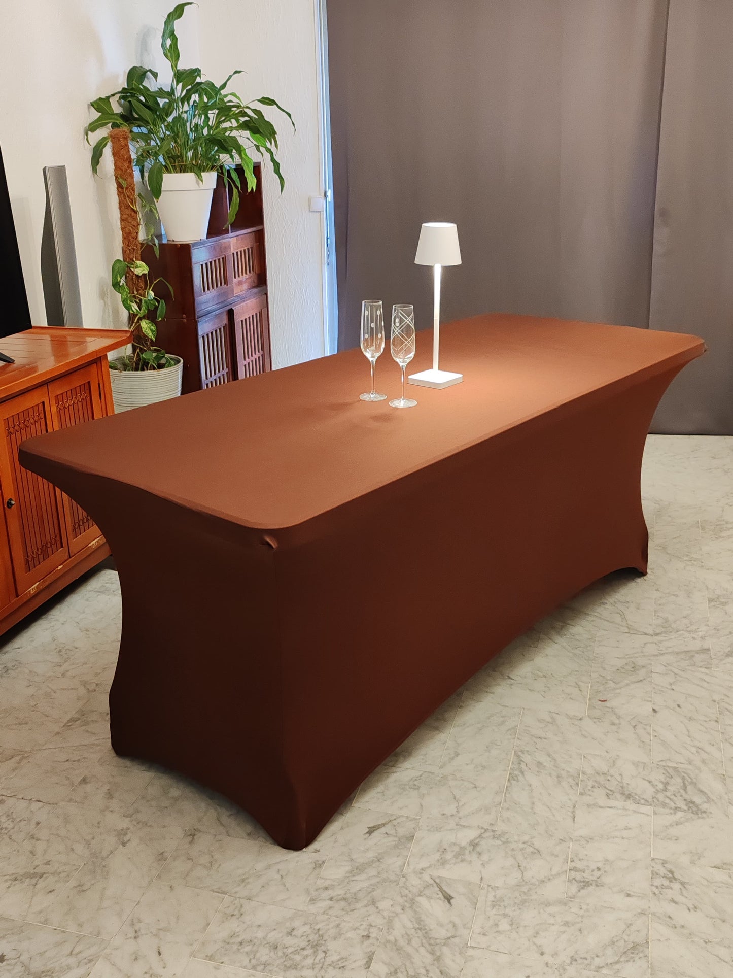 nappe extensible spandex elasthanne evenementiel marron