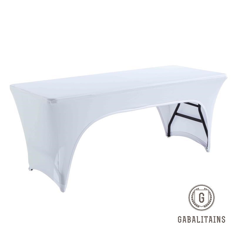 NAPPE TABLE RECTANGLE SPANDEX EXTENSIBLE DOUBLE ARC BLANC