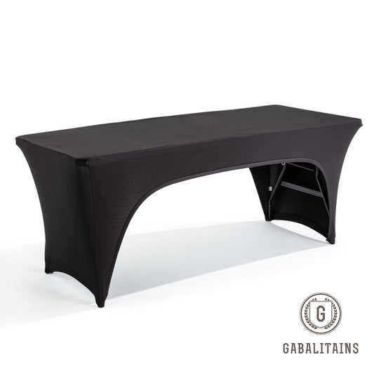 NAPPE TABLE RECTANGLE SPANDEX EXTENSIBLE DOUBLE ARC NOIR
