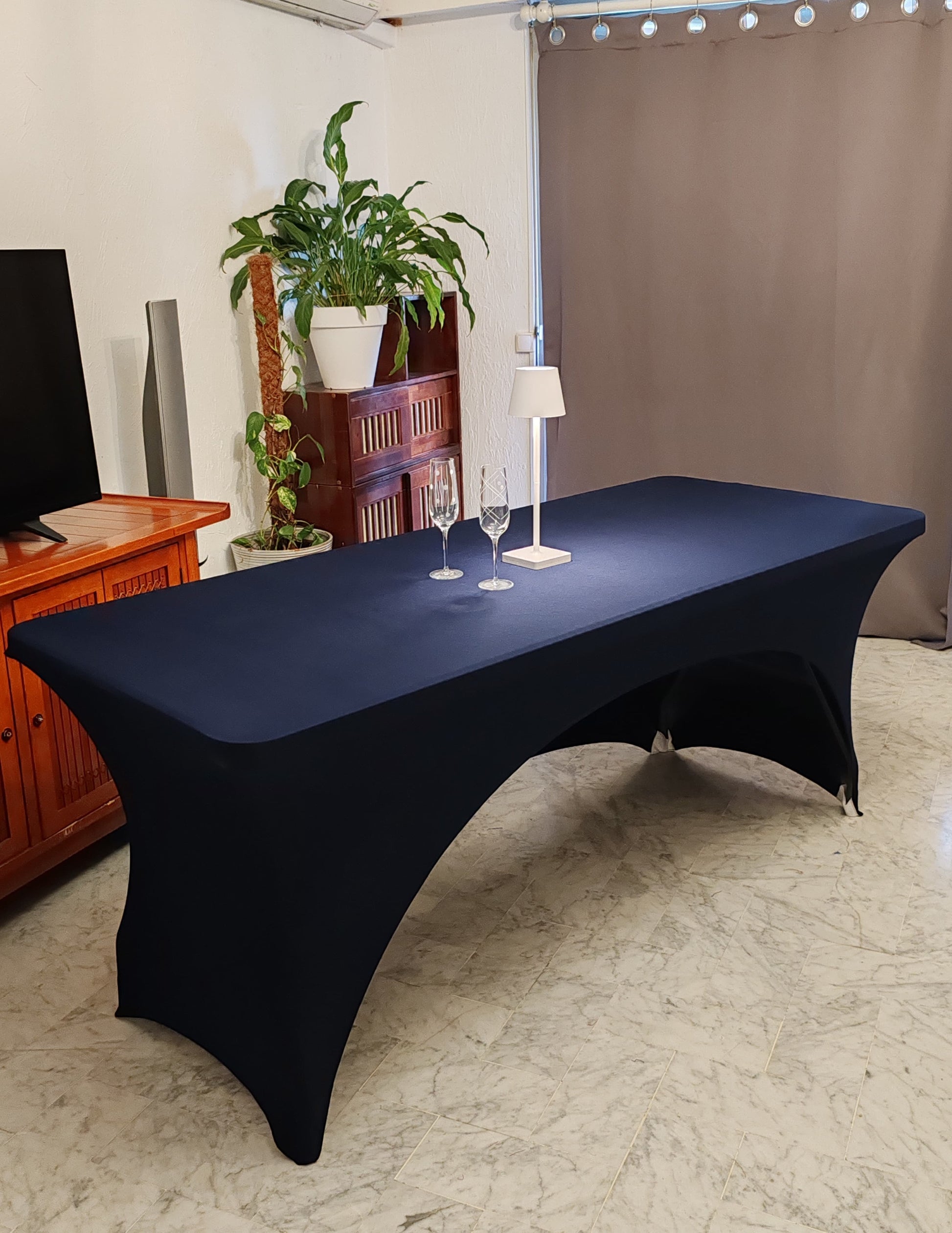 nappe extensible spandex elasthanne evenementiel bleu marine