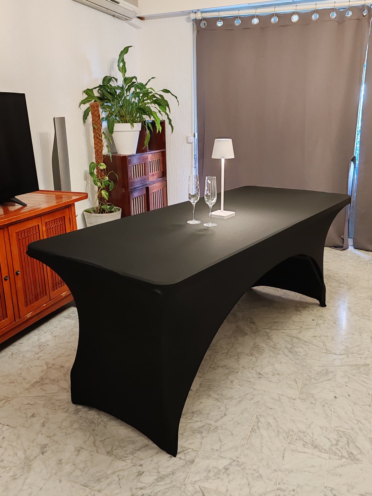 nappe extensible spandex elasthanne evenementiel arc noir