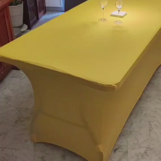 nappe extensible spandex elasthanne evenementiel jaune
