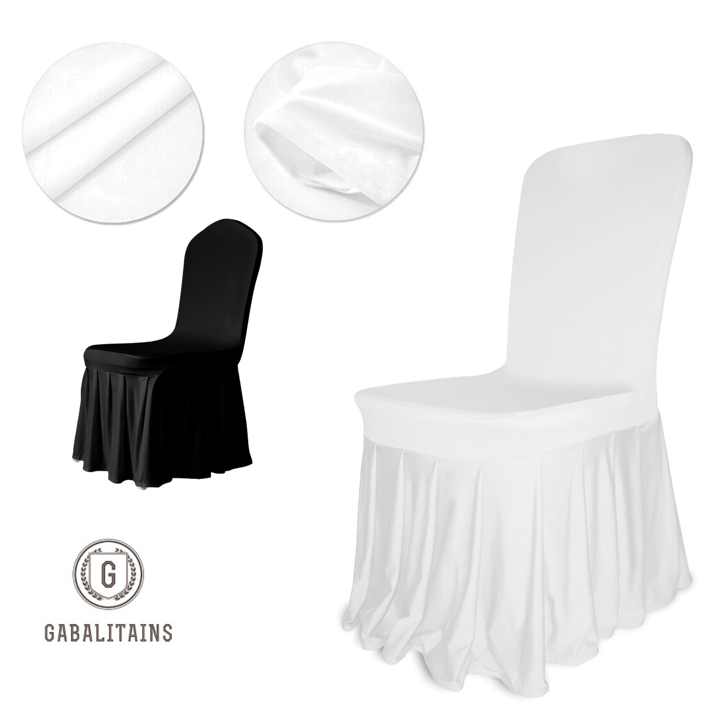 HOUSSE CHAISE SPANDEX JUPE WHITE (x4) Gabalitains