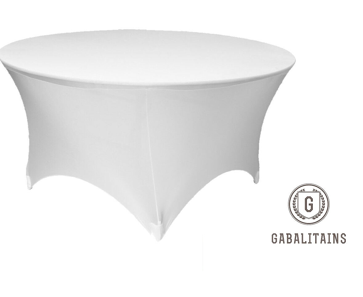 HOUSSE NAPPE RONDE SPANDEX 6ft BLANC