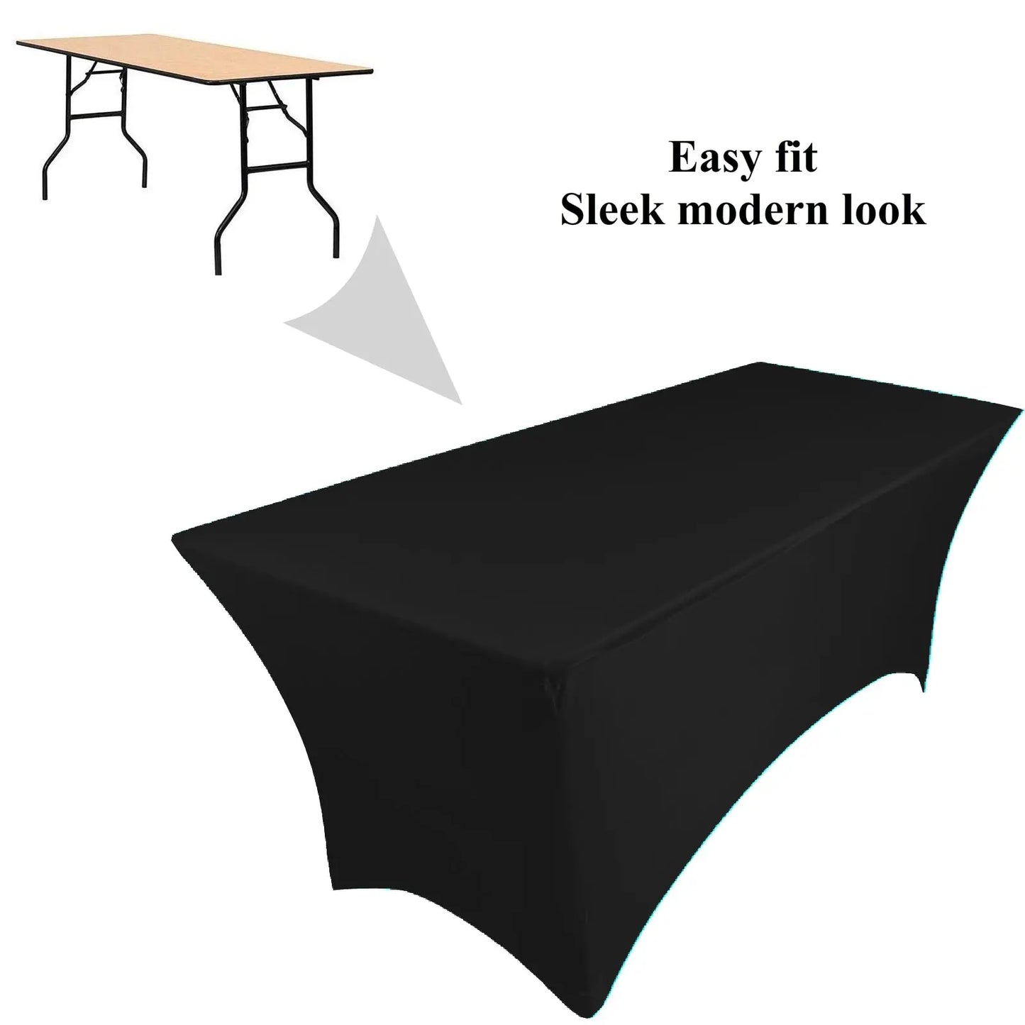 nappe rectangulaire spandex noire 6ft habillage