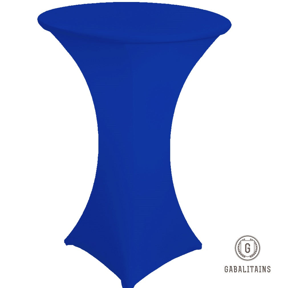 NAPPE HOUSSE TABLE RONDE SPANDEX STRETCH COCKTAIL MANGE DEBOUT BLEU