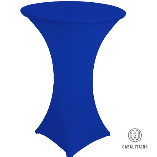 NAPPE HOUSSE TABLE RONDE SPANDEX STRETCH COCKTAIL MANGE DEBOUT BLEU
