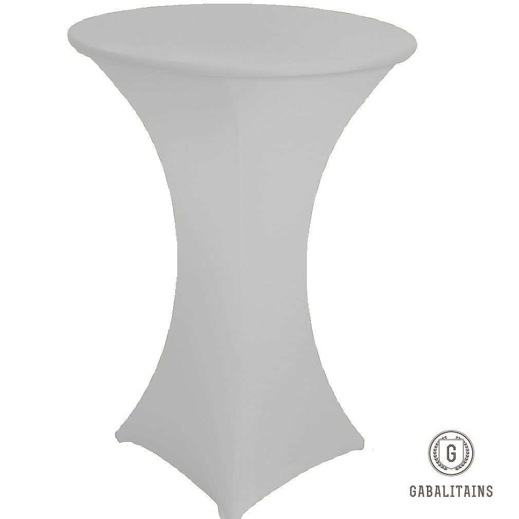 NAPPE HOUSSE TABLE RONDE SPANDEX STRETCH COCKTAIL MANGE DEBOUT GRIS CLAIR