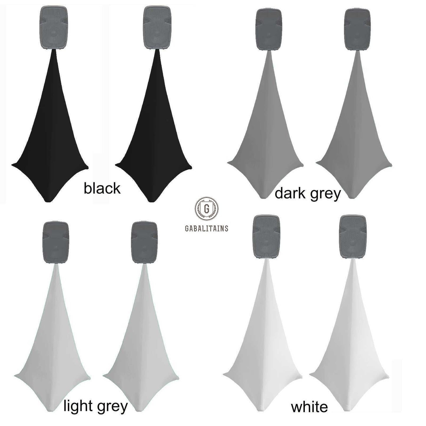 HOUSSE TREPIED ENCEINTE SCRIM SPANDEX ELASTHANNE 140x75cm BLANC GRIS NOIR