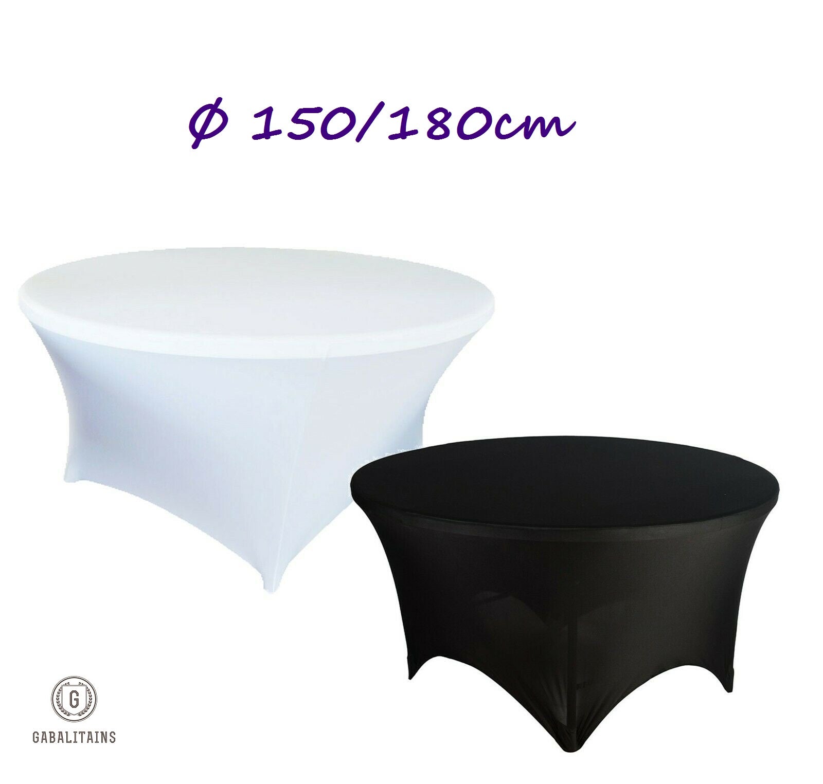 nappe table ronde spandex lycra extensible noir blanc