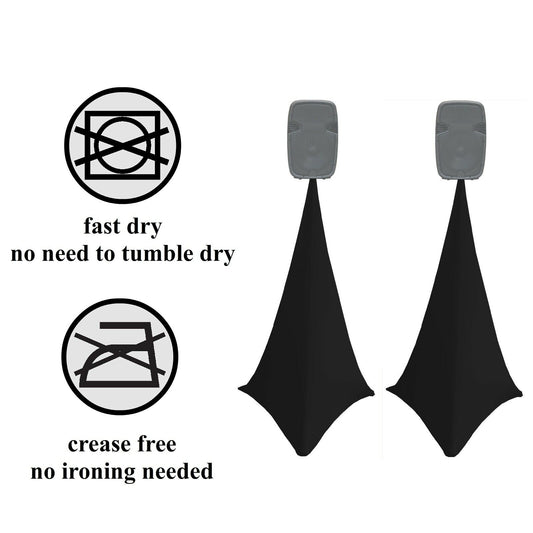 HOUSSE TREPIED ENCEINTE SPANDEX 140x75cm PAIRE NOIR REPASSAGE