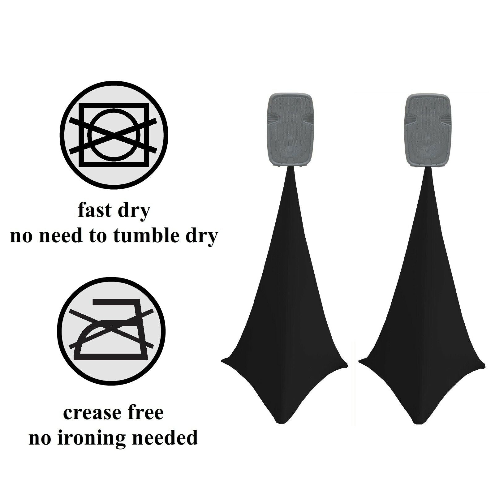 HOUSSE TREPIED ENCEINTE SPANDEX 140x75cm PAIRE NOIR REPASSAGE