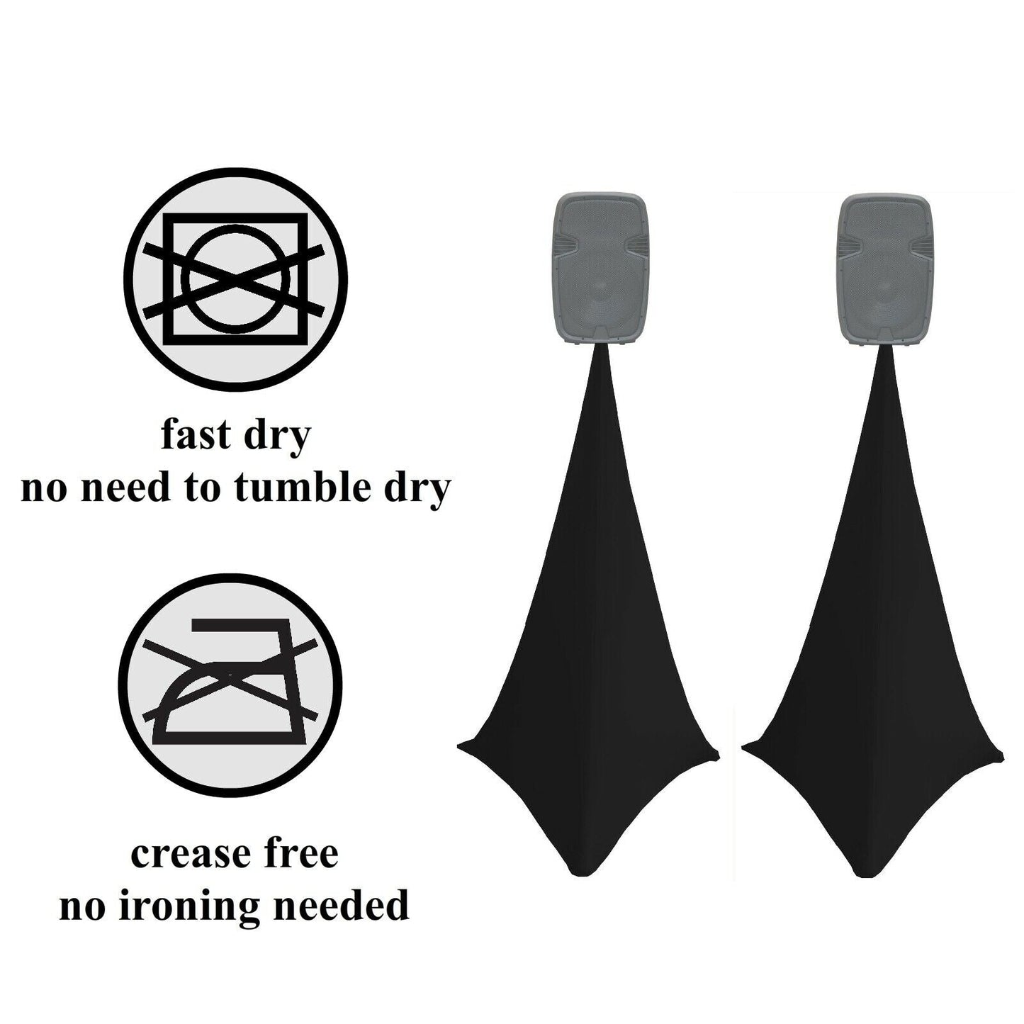 HOUSSE TREPIED ENCEINTE SPANDEX 140x75cm PAIRE NOIR REPASSAGE